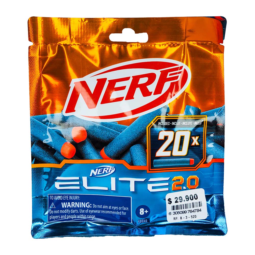 Dardos Nerf Elite 2.0 (paquete de 20) F0040, recargas para lanzadores