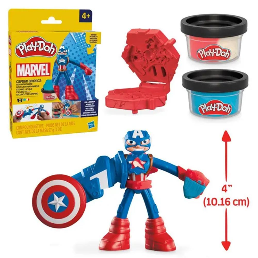 Play-Doh Marvel Capitán América Escudo Sello F9829: Set de masa moldeable - Edad 3+