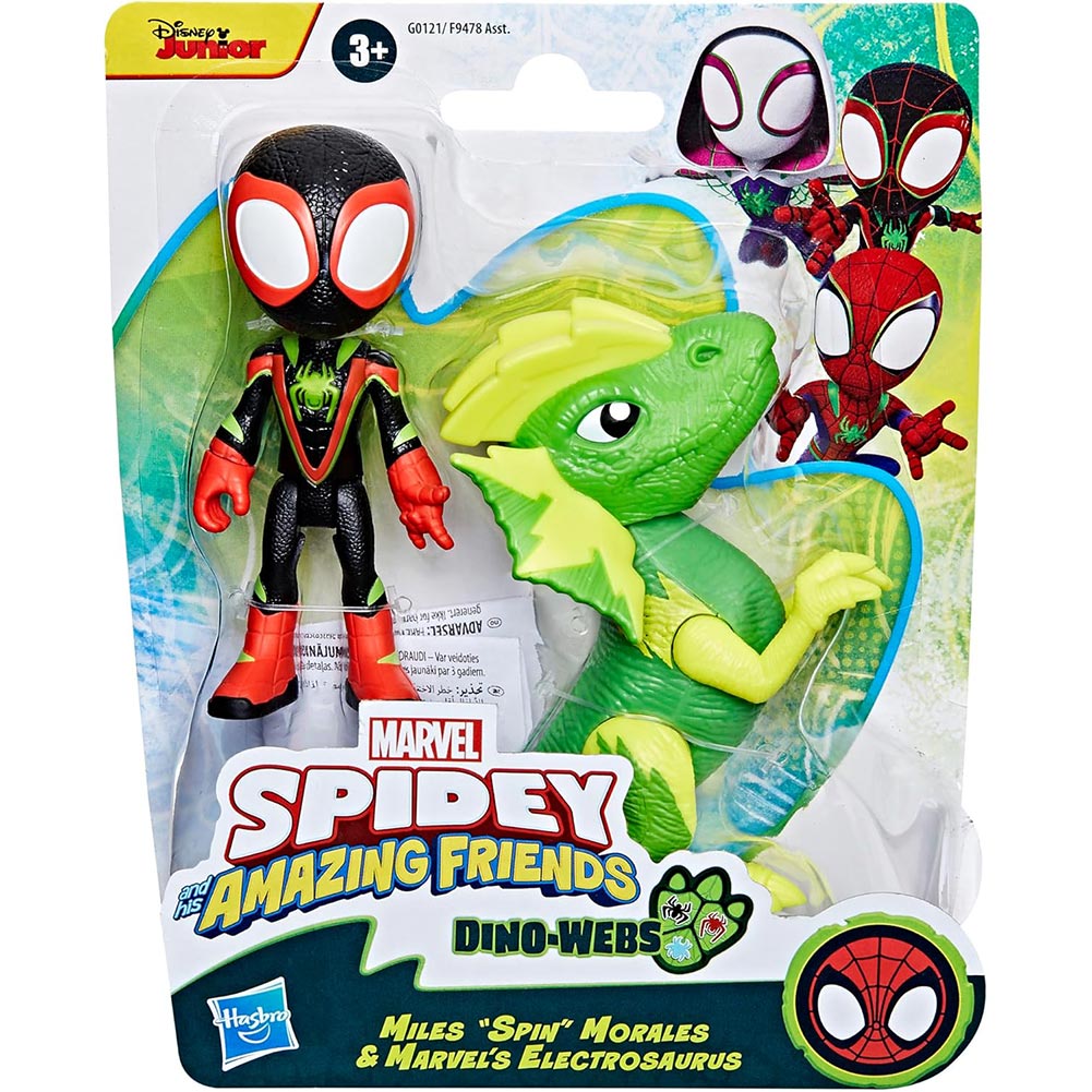 Marvel Spidey And His Amazing Friends Dino-Webs Miles "Spin" Morales Y Marvel'S Electrosaurus G0121