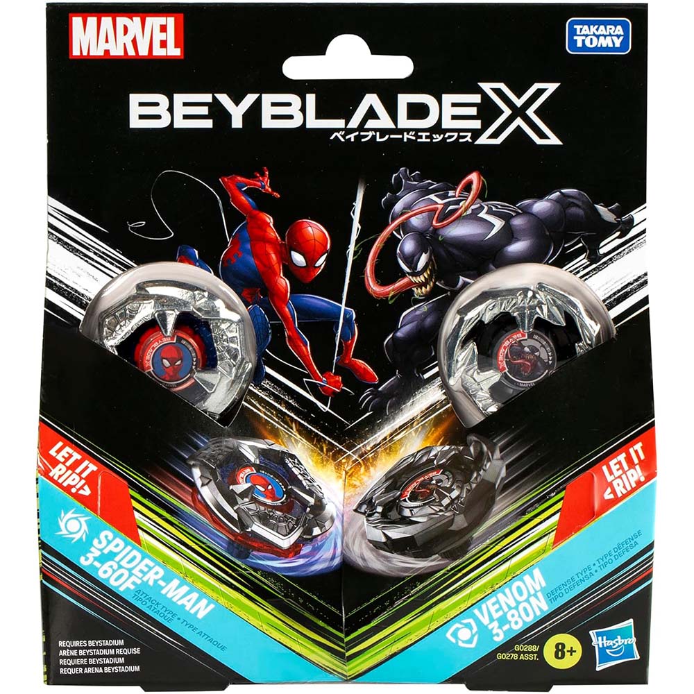 Beyblade X Marvel Collab Spider-Man 3-60F vs. Venom 3-80N G0288