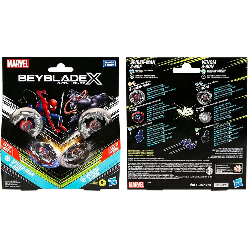 Beyblade X Marvel Collab Spider-Man 3-60F vs. Venom 3-80N G0288 ...