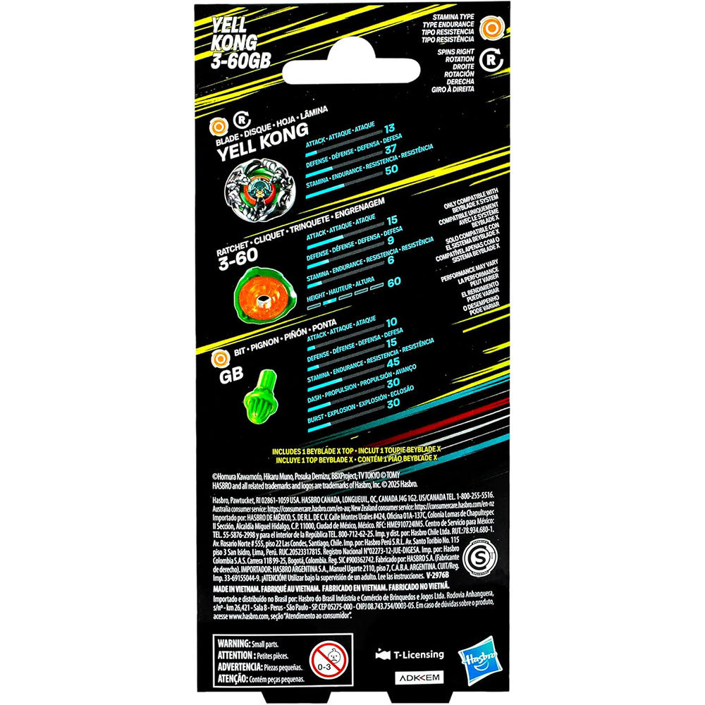 Beyblade X Yell Kong 3-60GB F9590, trompos de combate