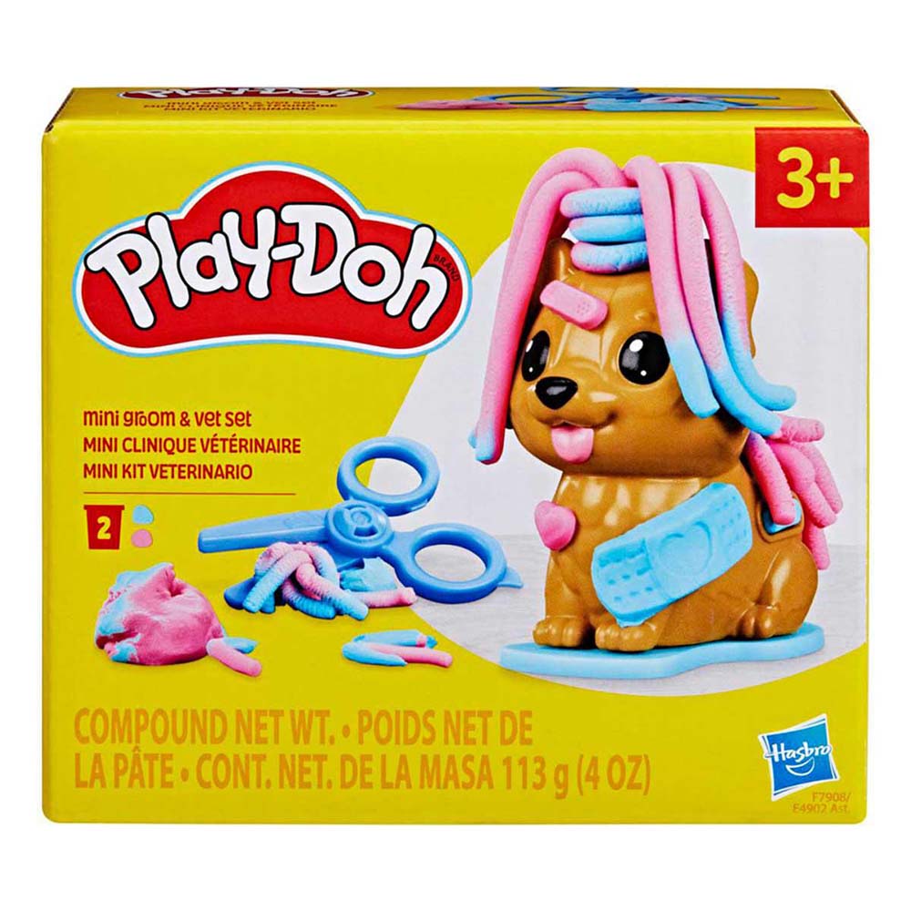 Set de peluquería y veterinario Play-Doh Mini con perro de juguete F7908, figuras de acción