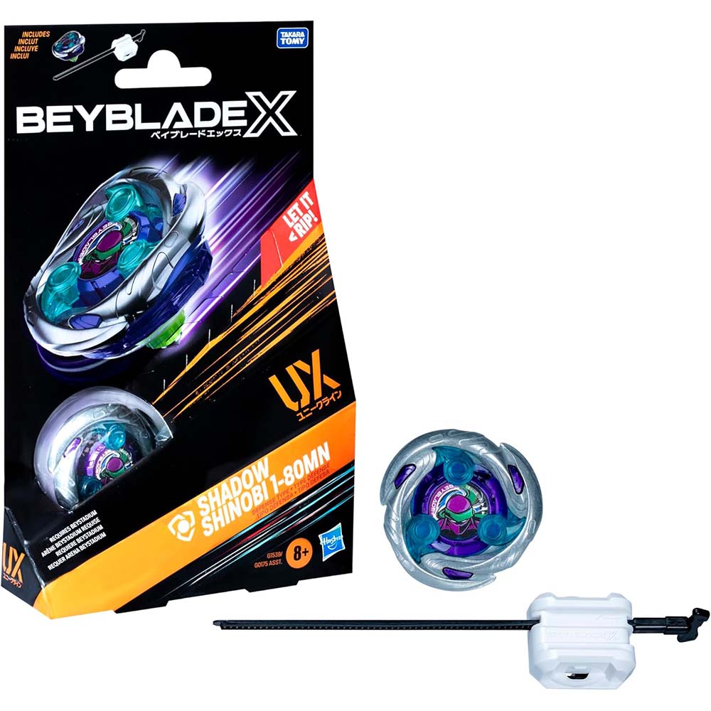 Beyblade X Shadow Shinobi 1-80MN UX Starter Pack Peonza y Starter Pack G1539, trompos de combate