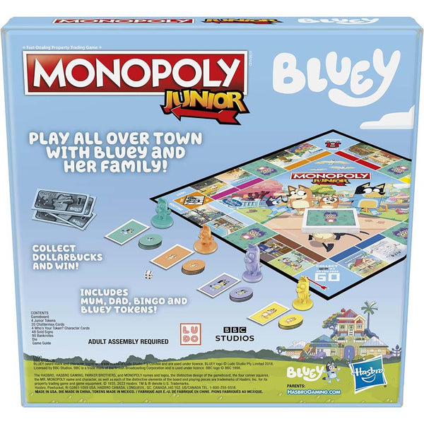 Monopoly Junior Bluey Edition – Juego de Mesa para Niños de 5 Años en Adelante