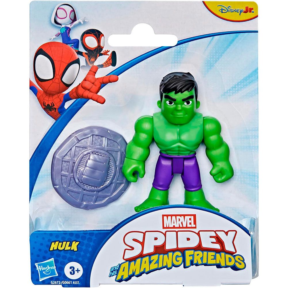 Marvel Spidey and His Amazing Friends Hulk: Figura de Acción de 7.5 cm con Accesorio - Edad 3+