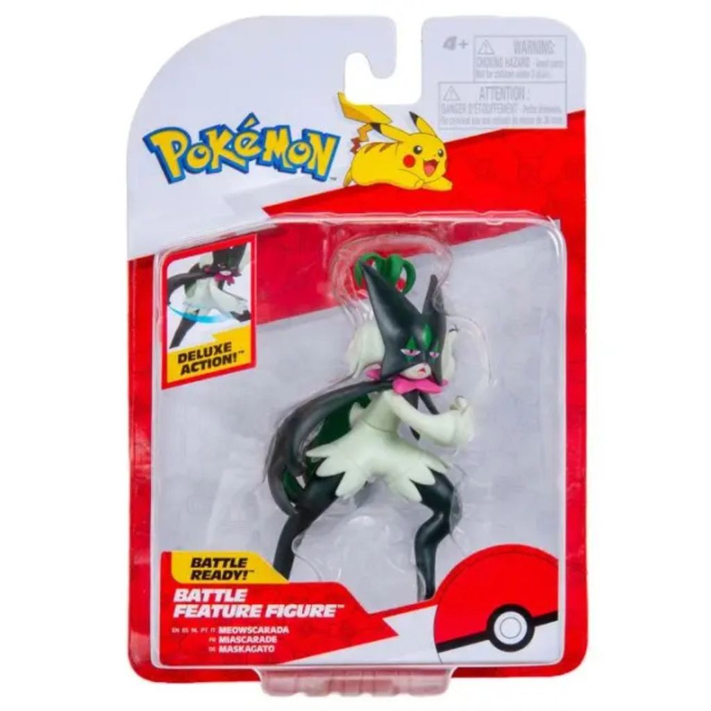 Pokémon Battle Feature Figure Jazwares: Meowscarada Figura de Acción con Funciones de Batalla - Edad 4+