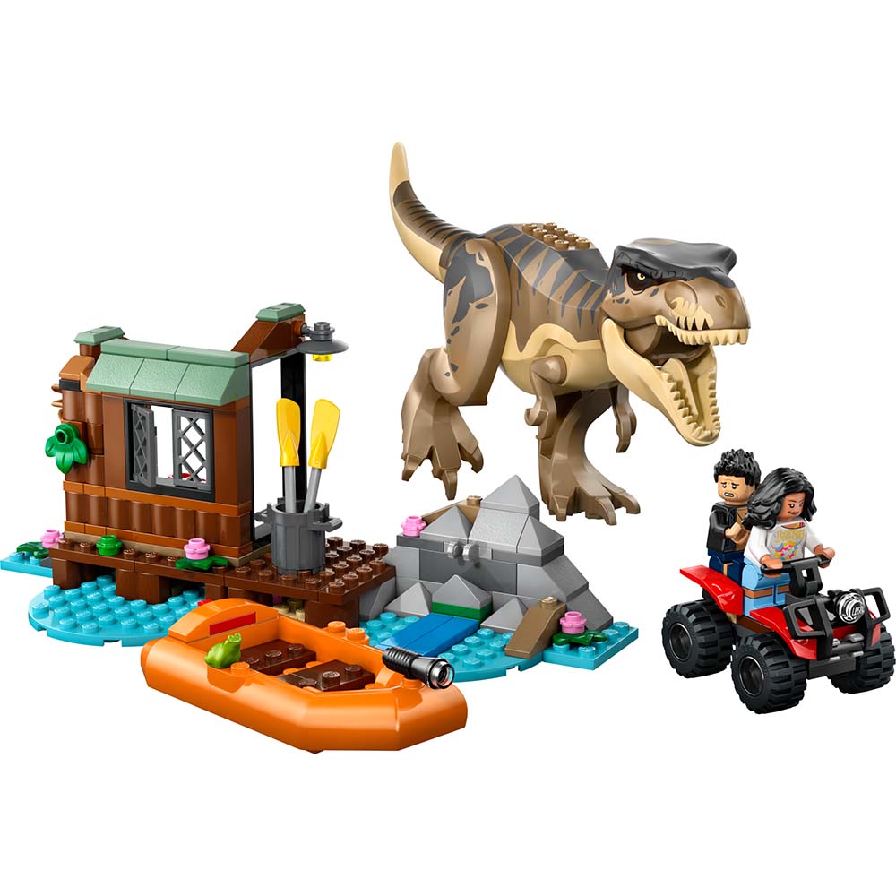 LEGO Jurassic World Huida por el Río y T Rex a la Caza 76975, sets de construcción