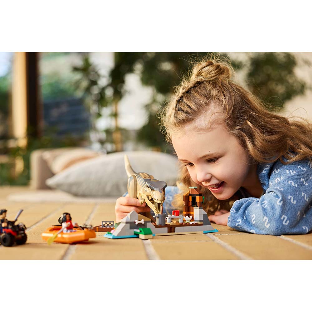 LEGO Jurassic World Huida por el Río y T Rex a la Caza 76975, sets de construcción