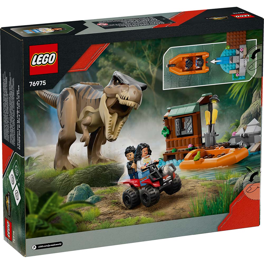 LEGO Jurassic World Huida por el Río y T Rex a la Caza 76975, sets de construcción