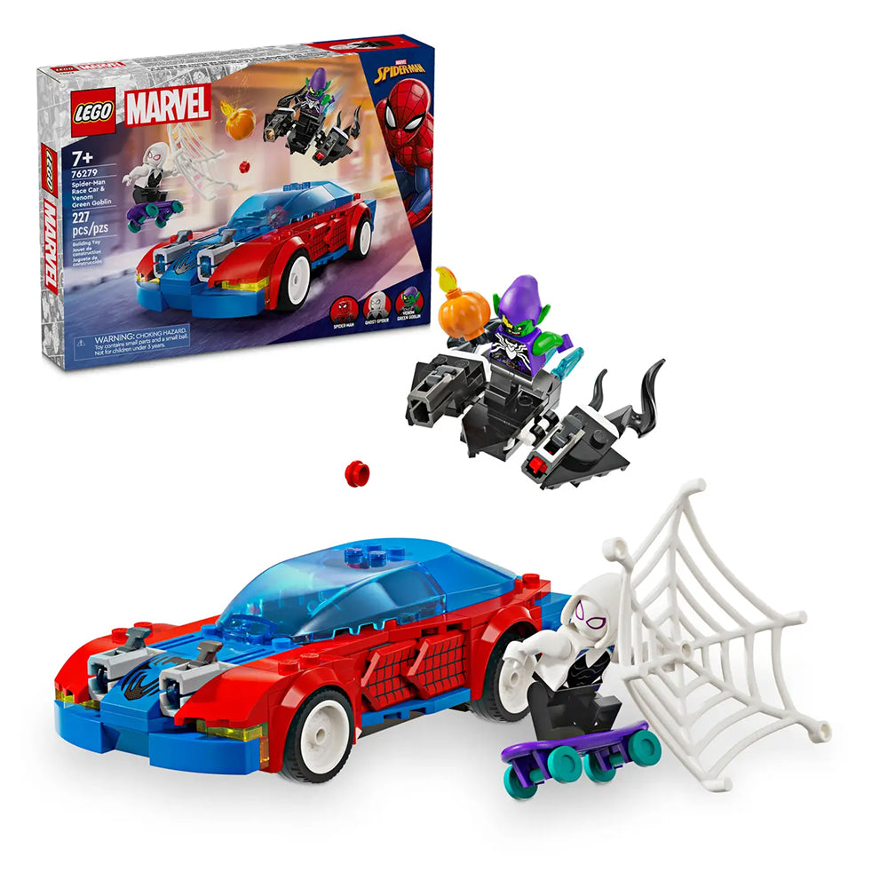 LEGO Marvel Coche de Carreras de Spider-Man y Duende Verde Venomizado 76279: Set de construcción de 227 piezas - Edad 7+