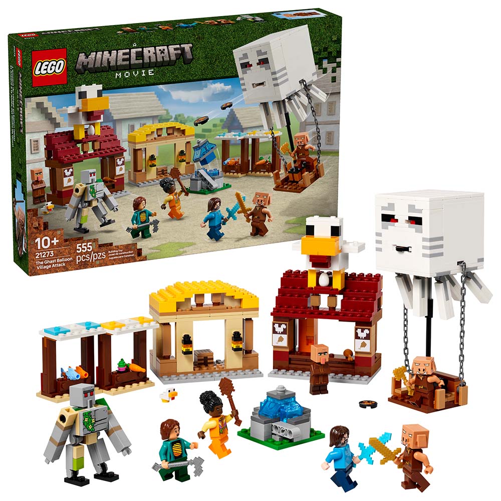 LEGO Minecraft El Ataque a la Aldea del Globo de Ghast 21273: Set de construcción de 555 piezas - Edad 10+