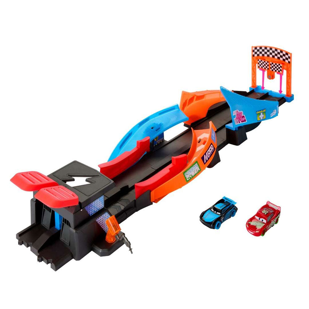 Disney Pixar Cars Playset Glow Racing HPD80: Pista y set de vehículos - Edad 4+