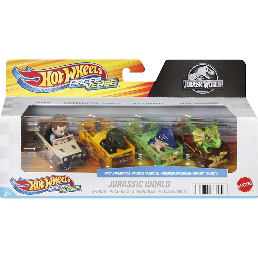 HOT WHEELS RACERVERSE 4 PACK JURASSIC WORLD HKD30