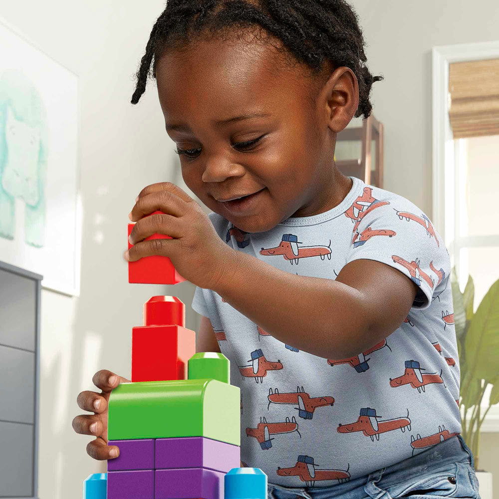 Mega Bloks Big Building Bag 60 Pcs Azul DCH54: Set de construcción de 60 piezas - Edad 1+