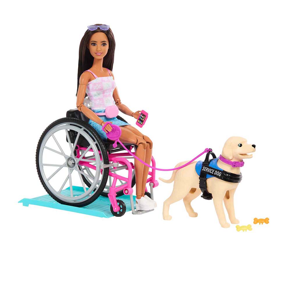 Barbie Muñeca en Silla de Ruedas con Perro de Servicio HJY85 - Edad 3+