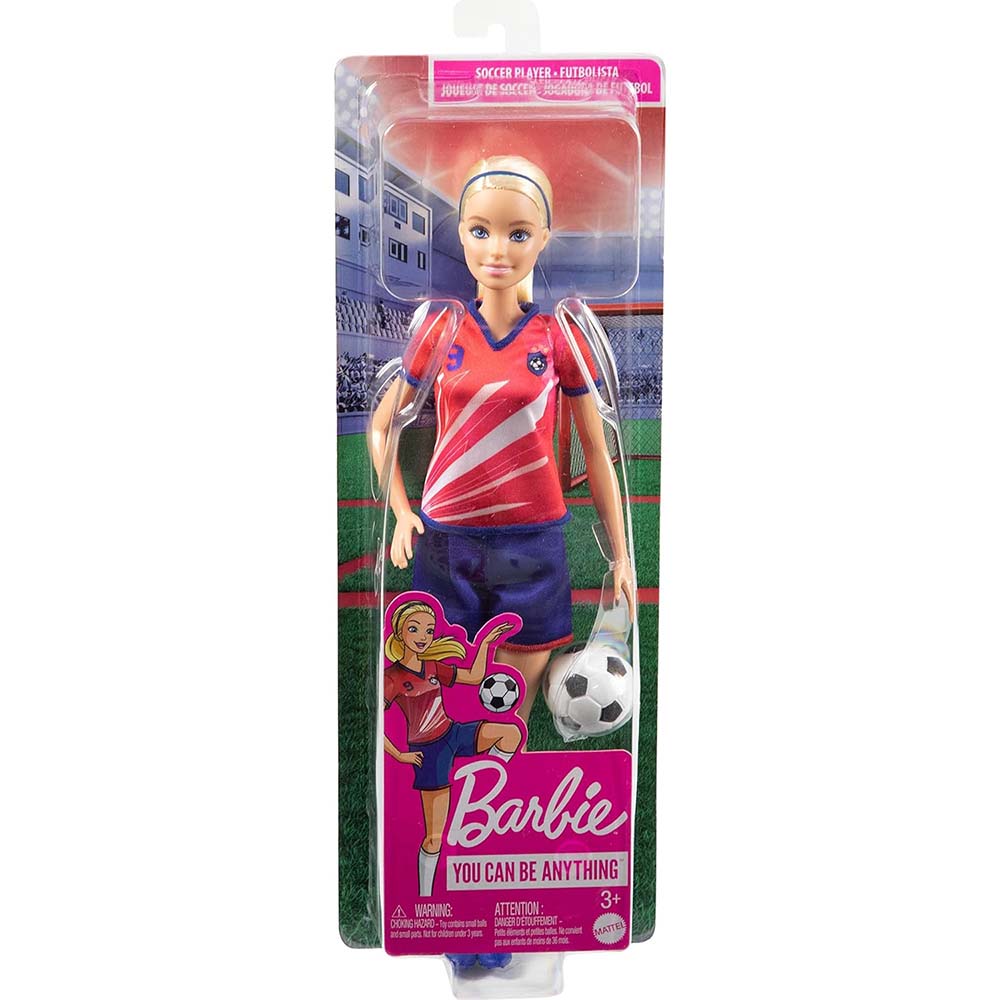 Barbie Soccer Doll Rosa Azul HCN17: Muñeca - Edad 3+
