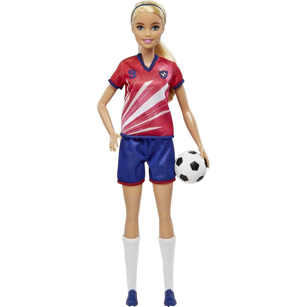 Barbie Soccer Doll Rosa Azul HCN17: Muñeca - Edad 3+