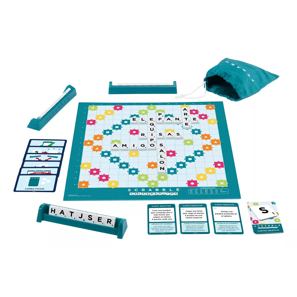 Scrabble 2 en 1 Colaborativo HXM54: Juego de mesa - Edad 8+