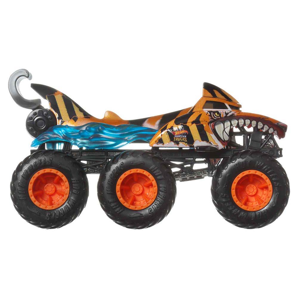 Hot Wheels Monster Trucks Camiones Remolque Escala 1:64 Tiger Shark HWN86 - Edad 4+