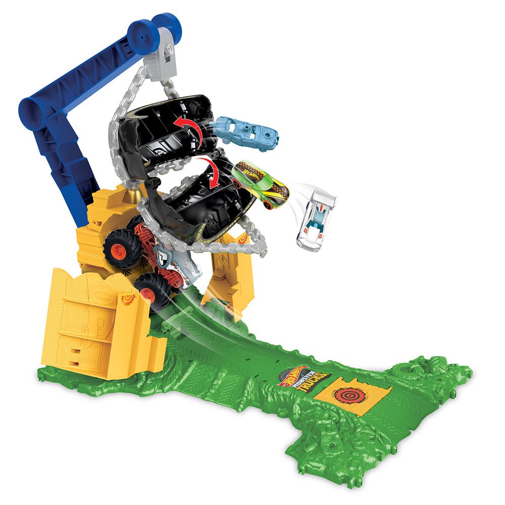 Hot Wheels Monster Trucks Reto en la Selva HTP18: Pista y set de vehículos - Edad 4+