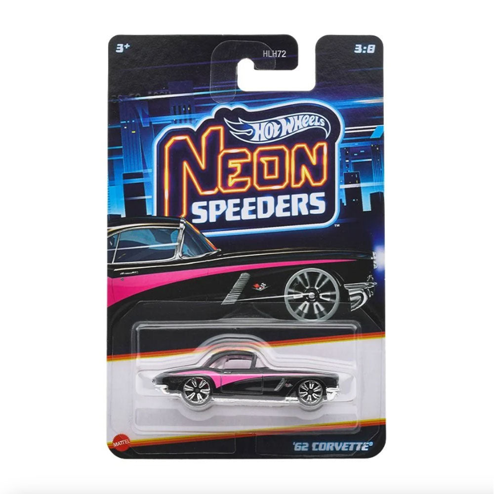 Hot Wheels Neon Speeders '62 Corvette HLH72, vehículos de juguete
