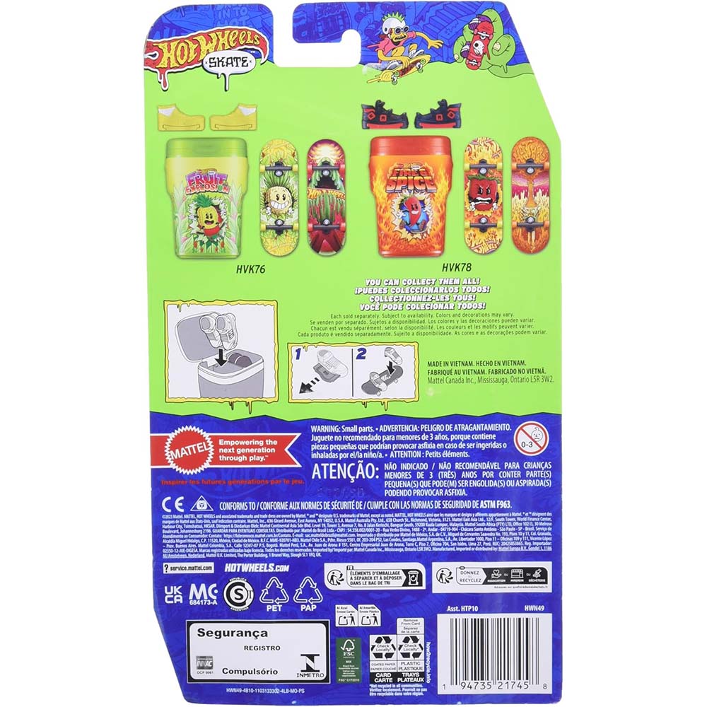 Hot Wheels Skate Paquete de Chicles Bubble Hop HTP10: Patineta de dedo - Edad 5+