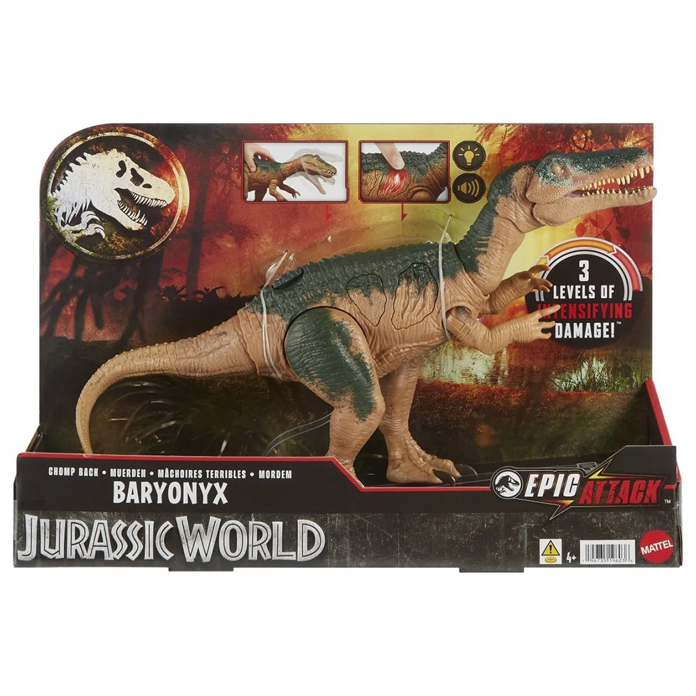 Jurassic World Epic Attack Mordida Baryonyx HTP68: Figura de acción - Edad 4+