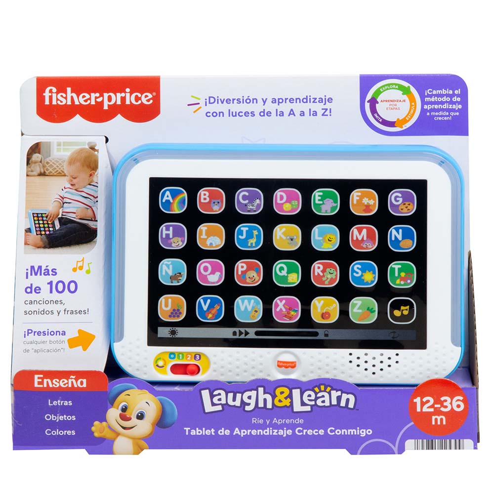 Fisher-Price Ríe y Aprende Tablet de Aprendizaje Crece Conmigo Azul HXB82 - Edad 9 meses+