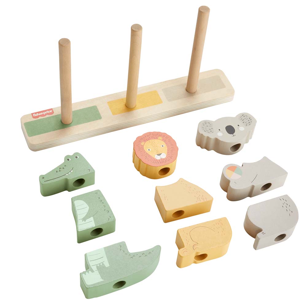 Fisher-Price Juguete Animalitos Apilables de Madera HXV04 - Edad 9 meses+