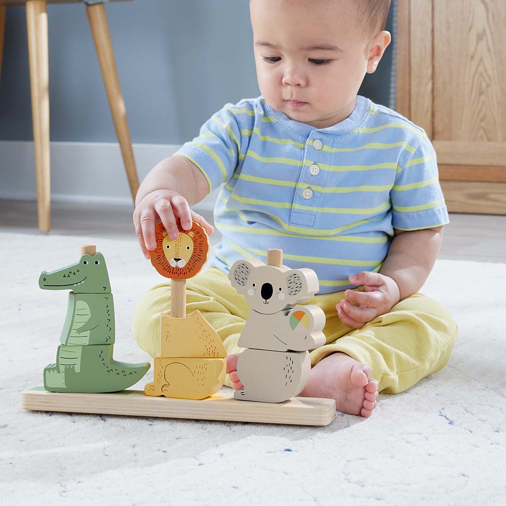 Fisher-Price Juguete Animalitos Apilables de Madera HXV04 - Edad 9 meses+