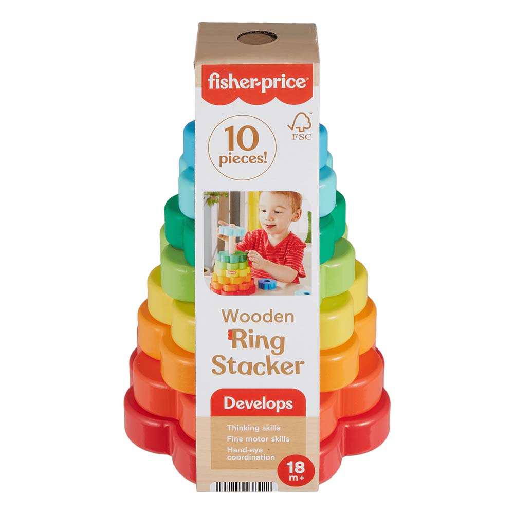 Fisher-Price Juguete para Bebés Anillos Apilables de Madera HXT77 - Edad 9 meses+