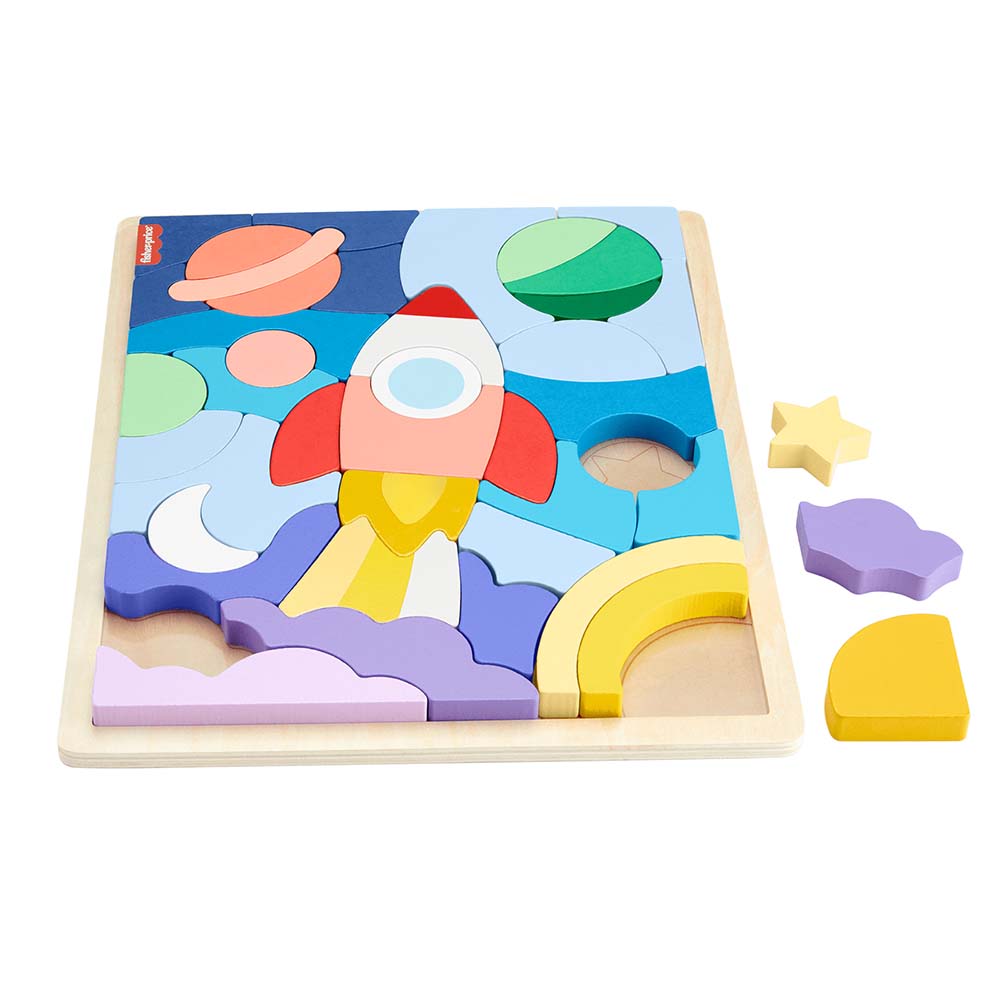Fisher-Price Juguete Rompecabezas del Espacio de Madera HXY42 - Edad 9 meses+