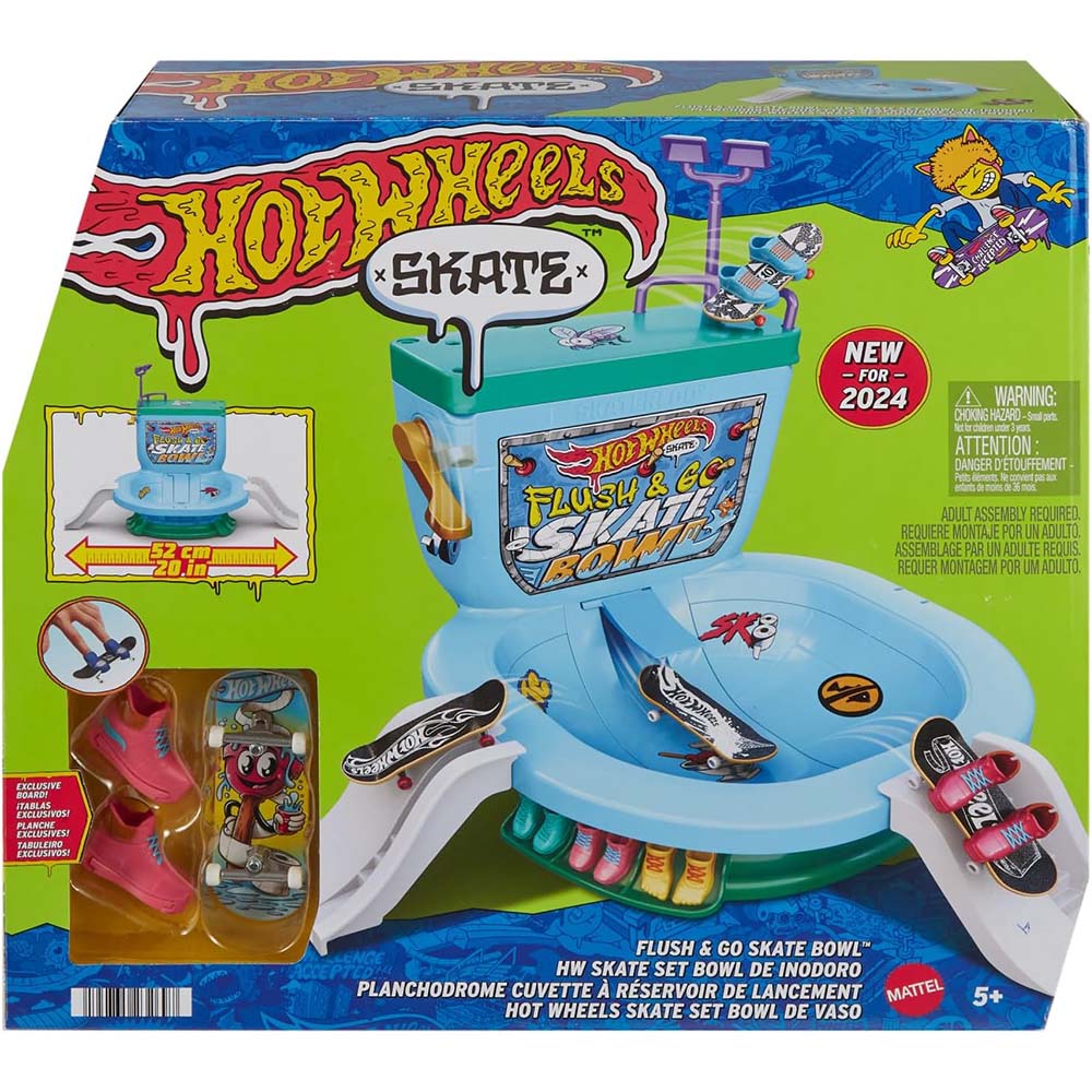 Hot Wheels Skate Set Bowl de Inodoro HXL16: Patineta de dedo - Edad 5+