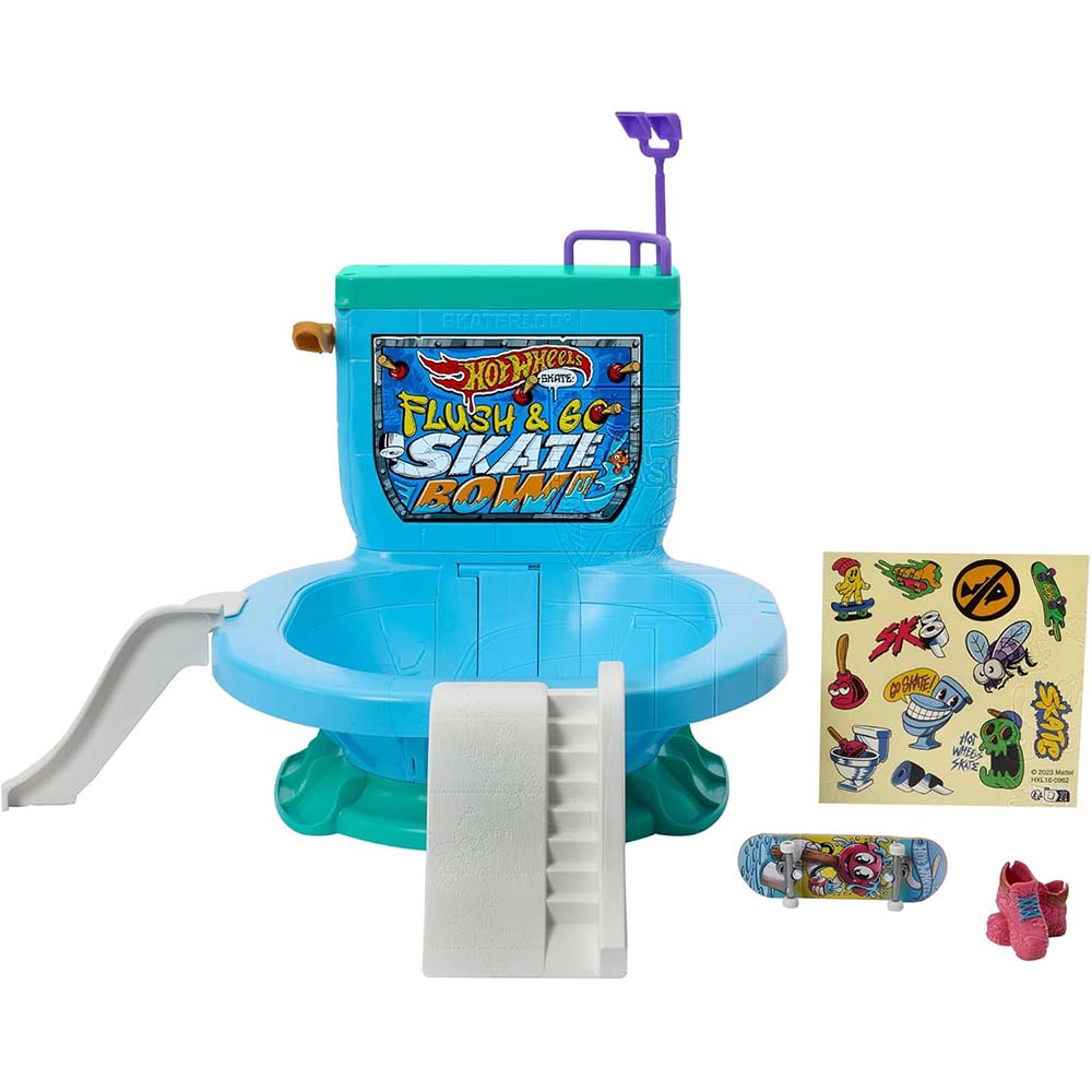 Hot Wheels Skate Set Bowl de Inodoro HXL16: Patineta de dedo - Edad 5+