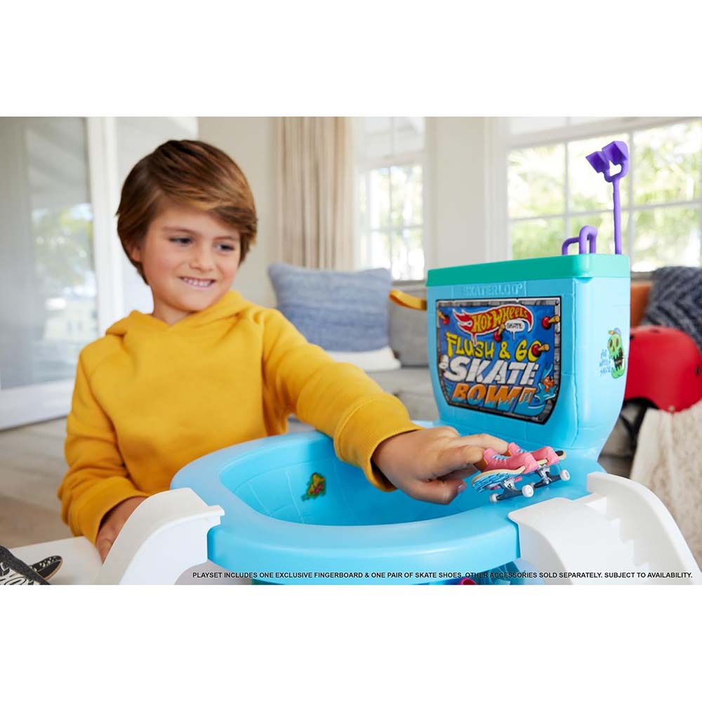 Hot Wheels Skate Set Bowl de Inodoro HXL16: Patineta de dedo - Edad 5+