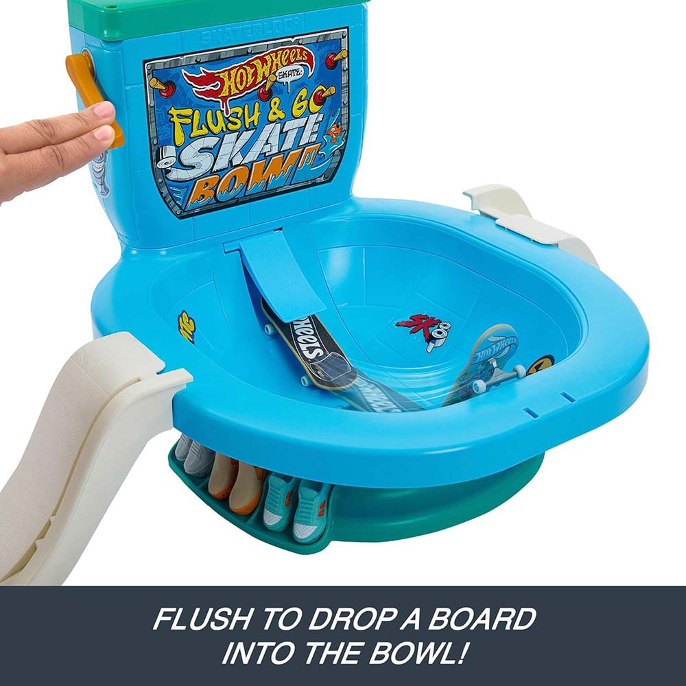 Hot Wheels Skate Set Bowl de Inodoro HXL16: Patineta de dedo - Edad 5+
