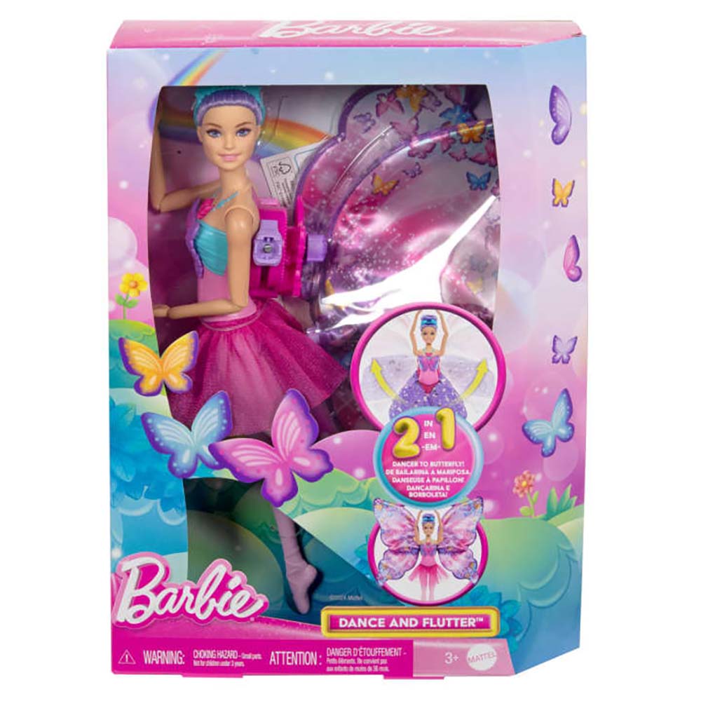Barbie Dance and Flutter transformación 2 en 1 HXJ10: Muñeca - Edad 3+