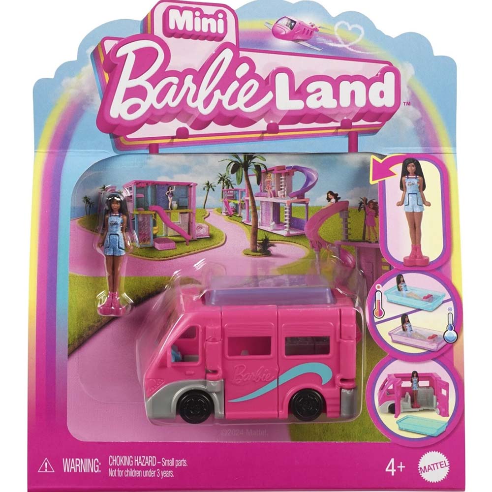 Barbie Mini Barbieland Muñeca y Camper HYF38: Set de juego - Edad 3+