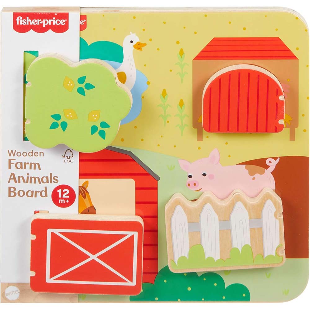 Fisher-Price Juguete para Bebés Tablero Animalitos de Madera JCY33 - Edad 9 meses+