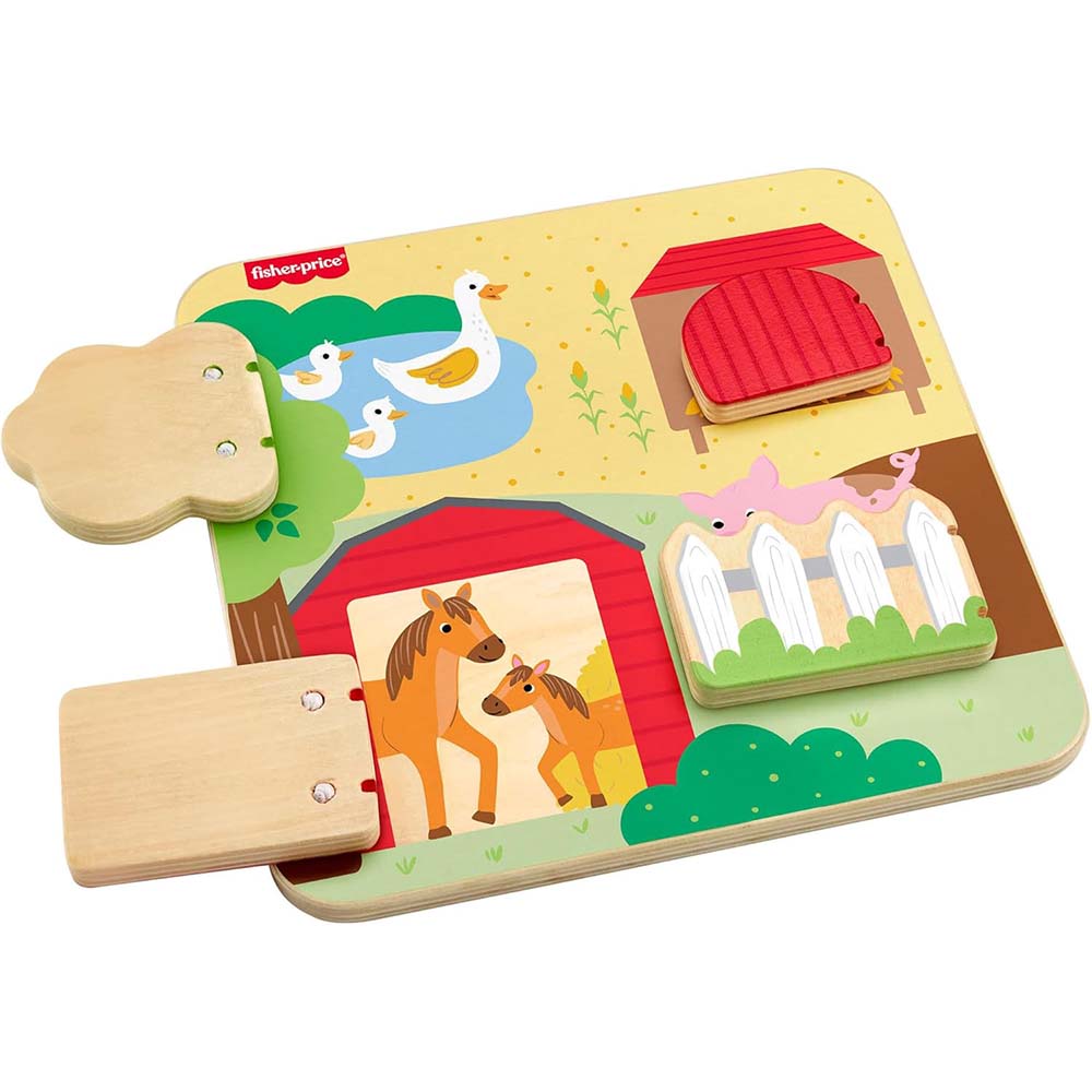 Fisher-Price Juguete para Bebés Tablero Animalitos de Madera JCY33 - Edad 9 meses+