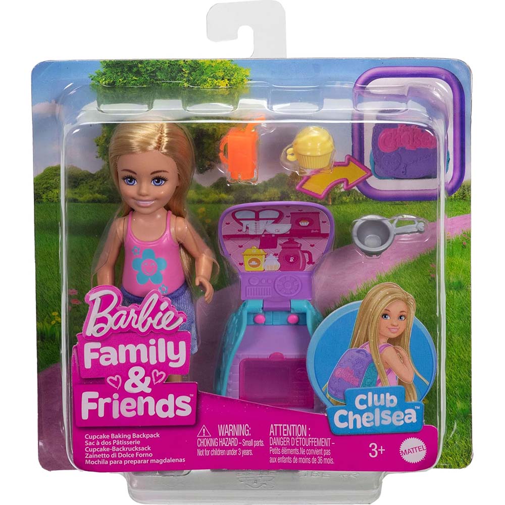Barbie Family & Friends - Chelsea con Mochila para Hornear Cupcakes JBF46, muñecas y muñecos