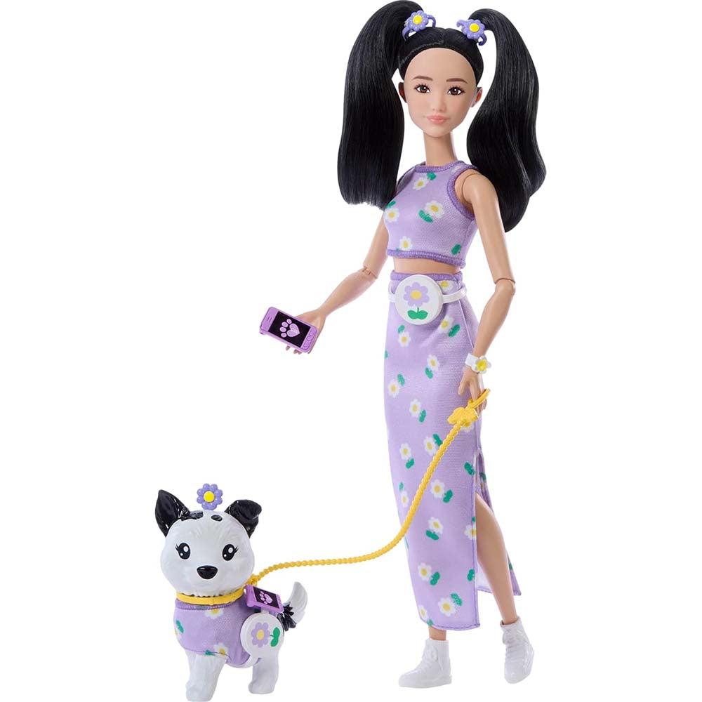 Barbie Fashion & Beauty Muñeca Looks Iguales Renee y Perrito JFP39, muñecas y muñecos