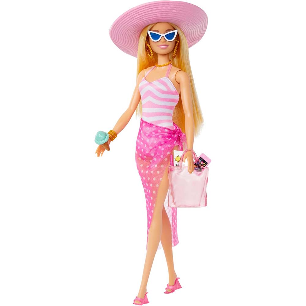 Barbie Día de Playa Traje Rosa HPL73: Muñeca - Edad 3+