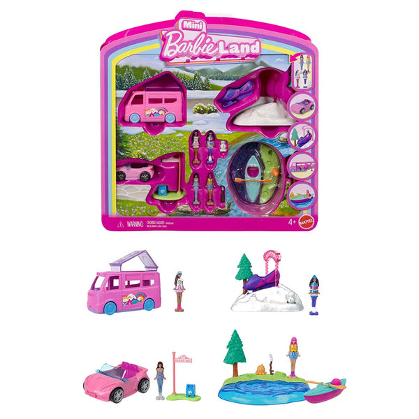 Barbie Mini Barbieland Pack de 4 muñecas y vehículos JFY55