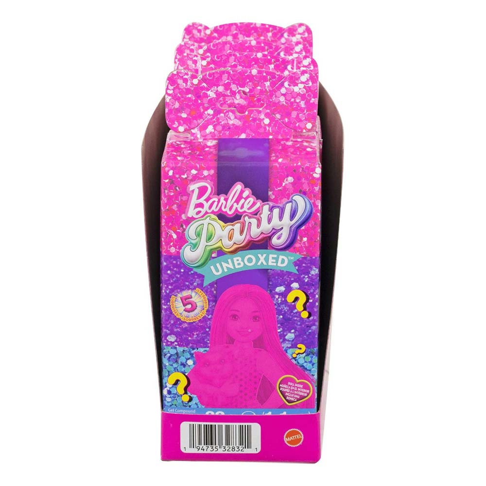 Barbie Party Unboxed Muñeca Chelsea Fiesta Glamour Sorpresa JHC74