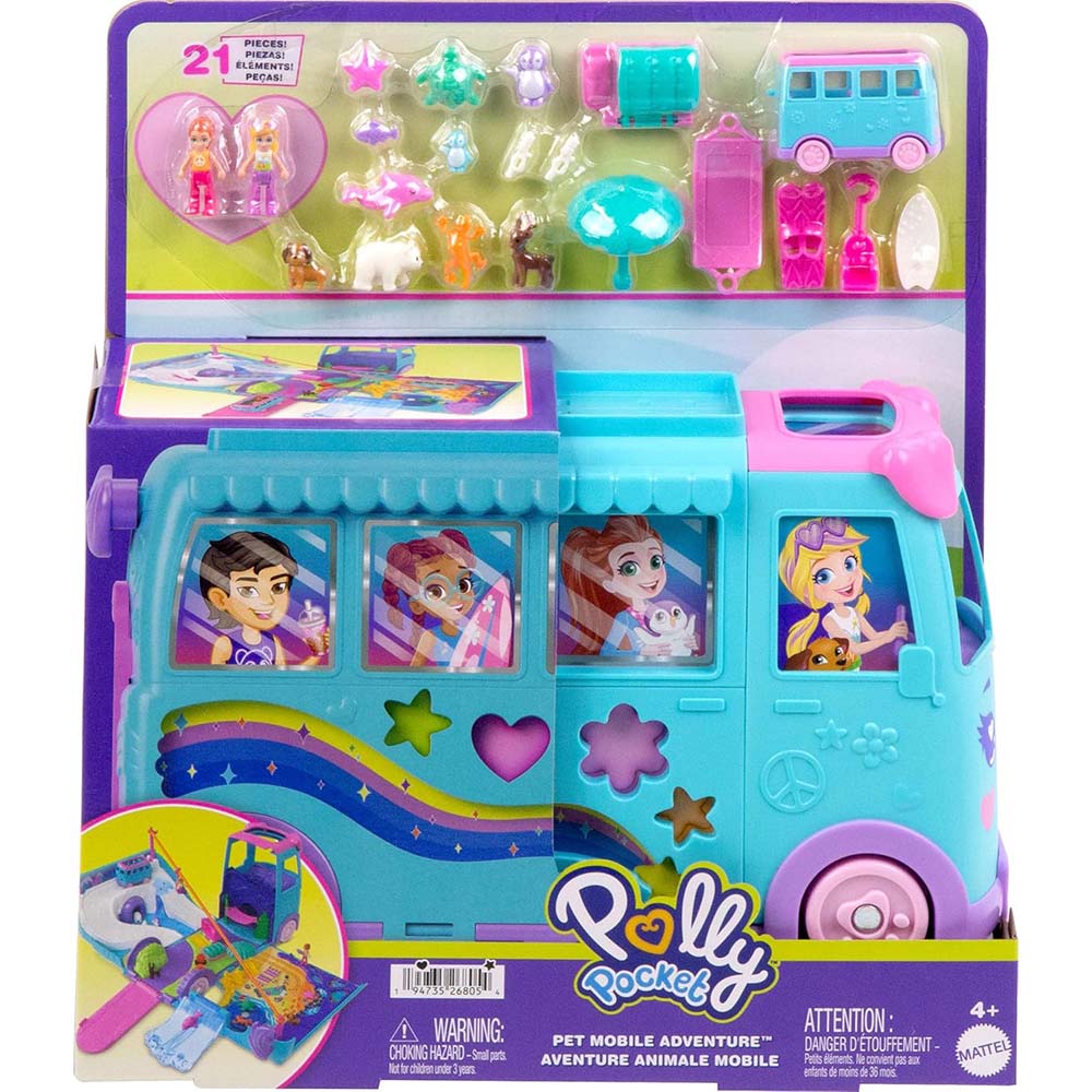Polly Pocket Aventura Sobre Ruedas con Mascotas JCC22, sets de juego