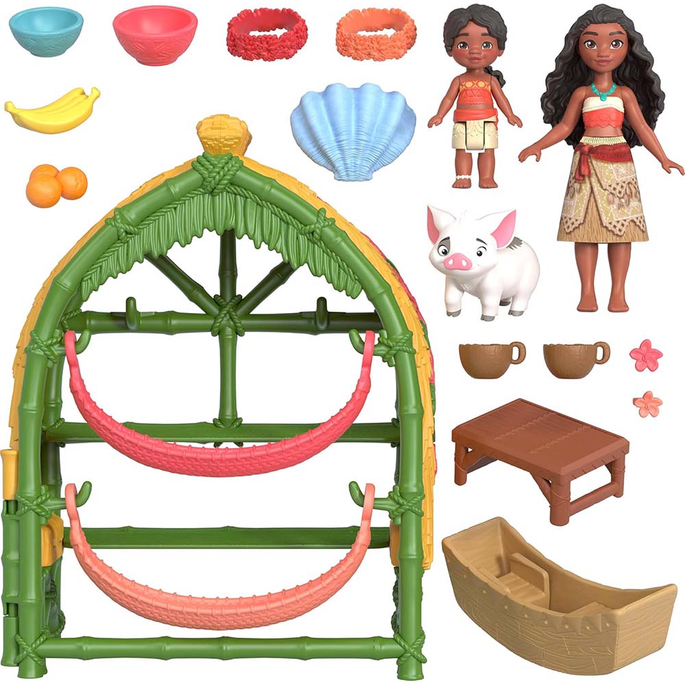 Mattel Casa de la Aldea de Moana y Simea JBT51: Set de juego - Edad 3+