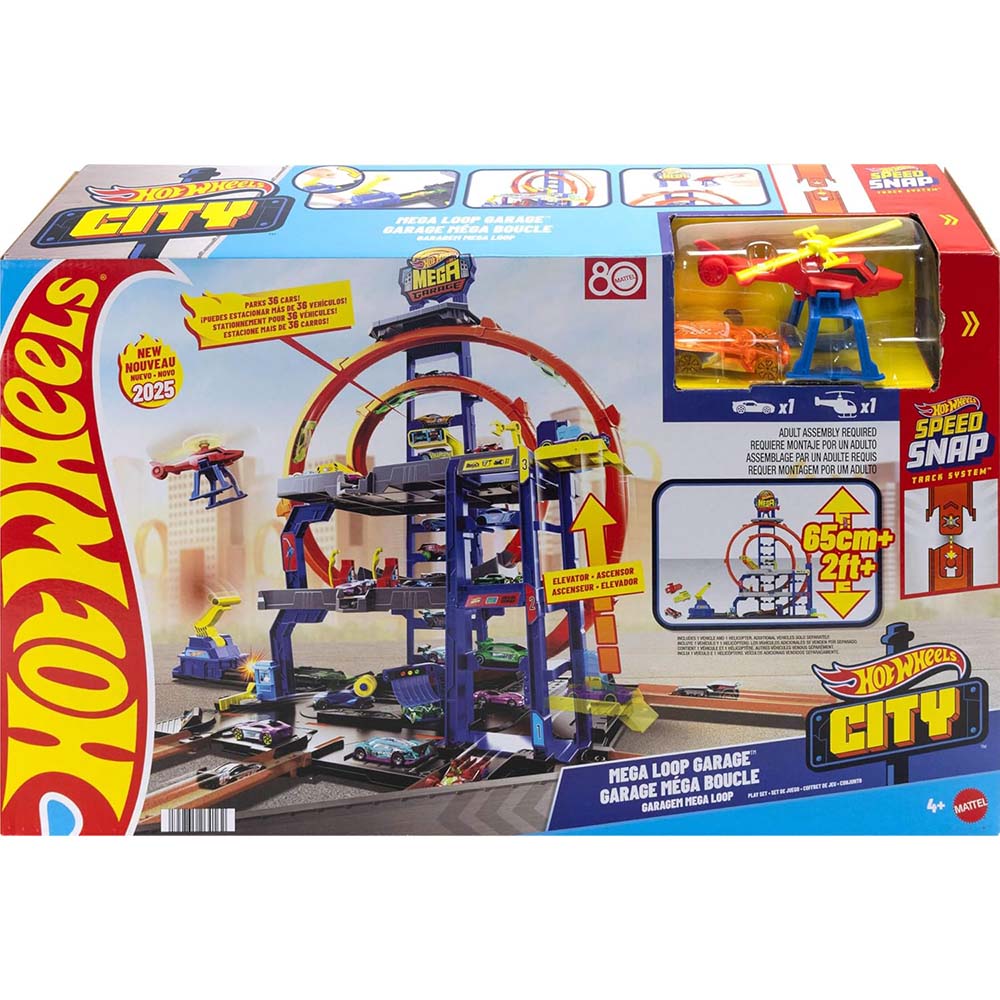 Hot Wheels Garaje Mega Loop JBM74, pistas y sets de vehículos