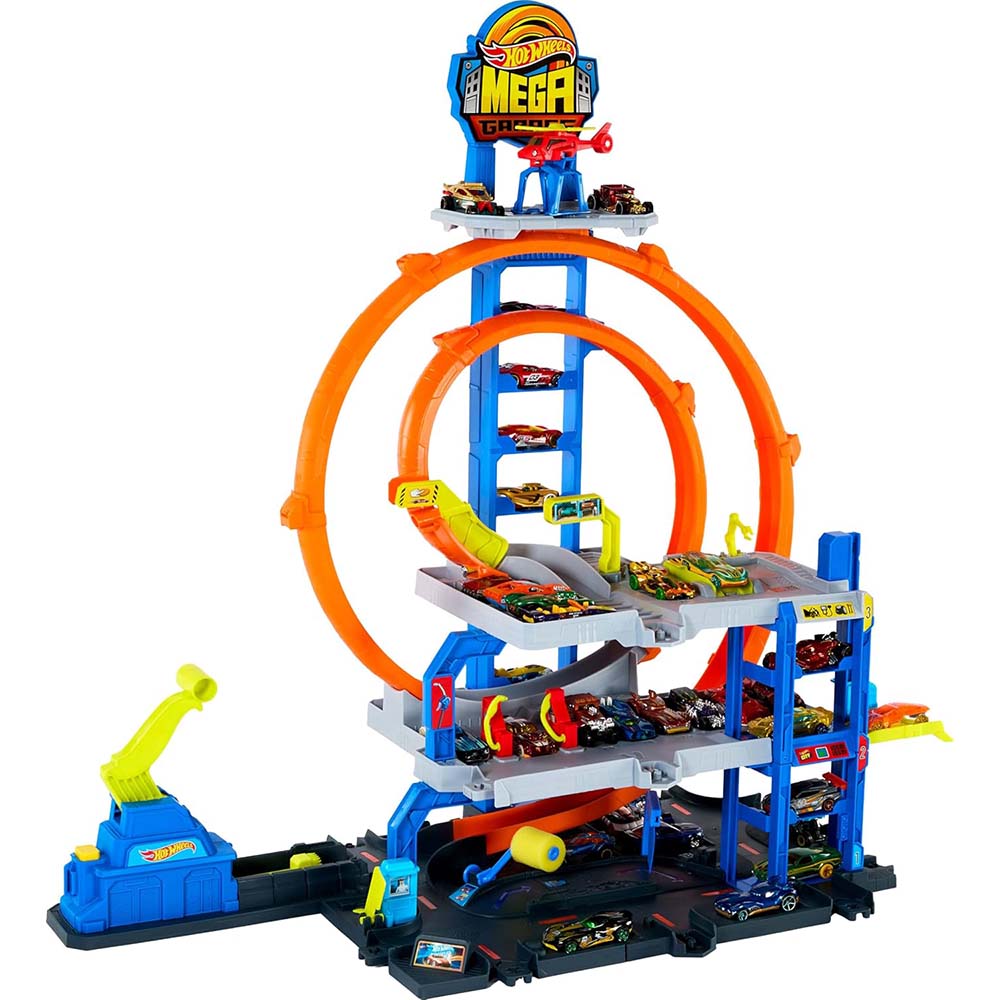 Hot Wheels Garaje Mega Loop JBM74, pistas y sets de vehículos